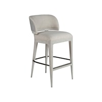 Contemporary Upholstered Barstool with Silver Leaf Finish