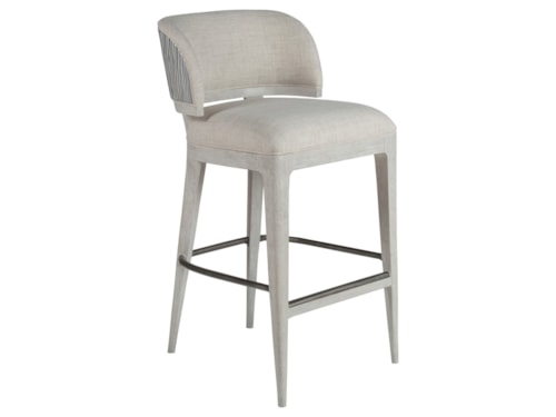 Contemporary Upholstered Barstool with Silver Leaf Finish