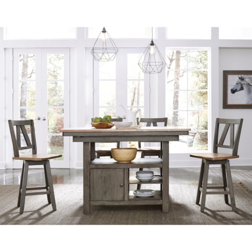 Farmhouse Two-Toned 5-Piece Gathering Table Set