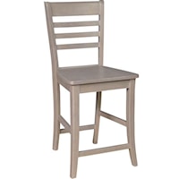 Roma Farmhouse Dining Stool with Ladder Back - Taupe Gray