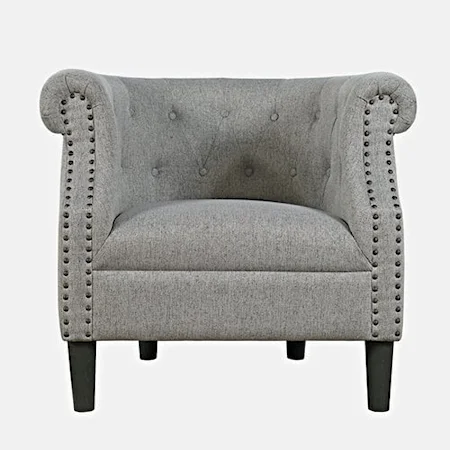 Lily Transitional Upholstered Accent Chair with Nailhead Trim - Ash