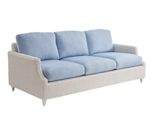 Outdoor Coastal Wicker Sofa with Cushions
