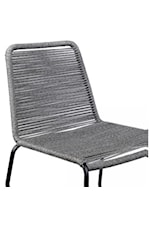 Armen Living Shasta Outdoor Patio Dining Chair in Black Powder Coated Finish with Gray Textiling - Set of 2