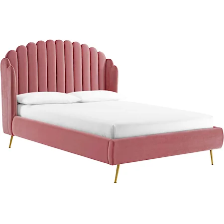 Queen Wingback Platform Bed