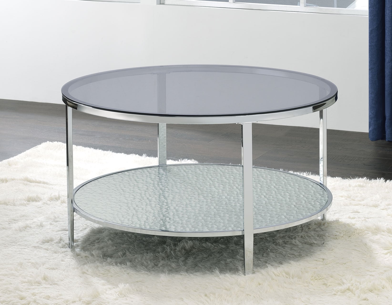 Round Cocktail Table with Glass Top