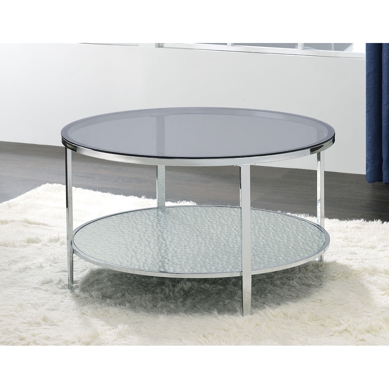 Prime Frostine Round Cocktail Table with Glass Top