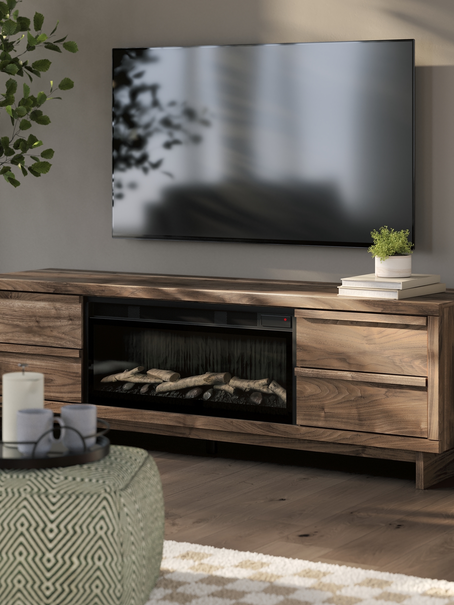 Signature Design by Ashley Zadilyn 72" TV Stand With Electric Fireplace
