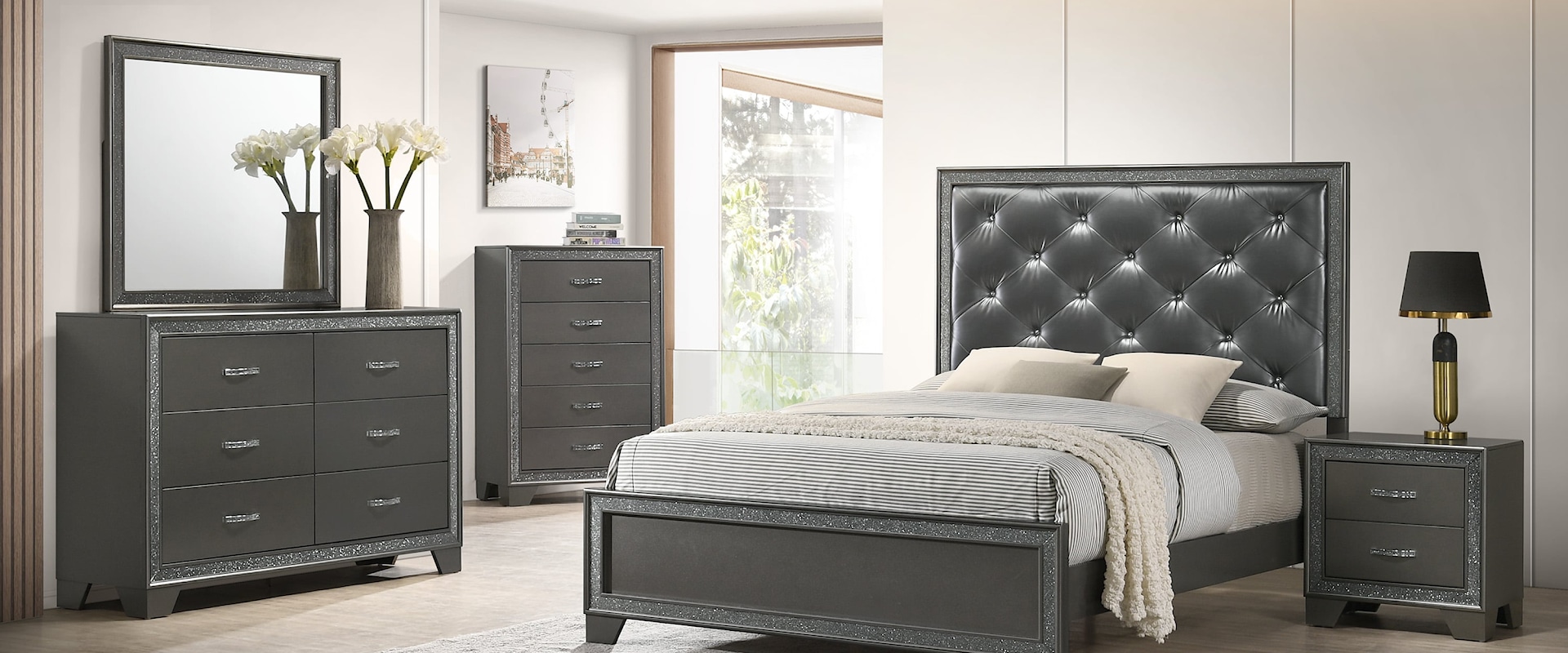 Queen Upholstered Bed 5-Piece Bedroom Set