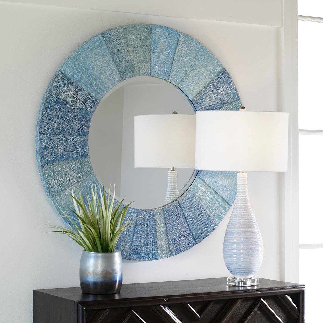 Uttermost Isle Isle Aqua Round Mirror