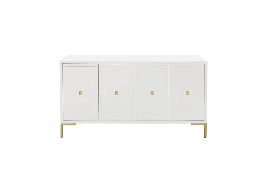 Accents White and Gold Four Door Sideboard by Accentrics Home at Corner Furniture