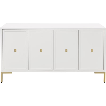 White and Gold Four Door Sideboard