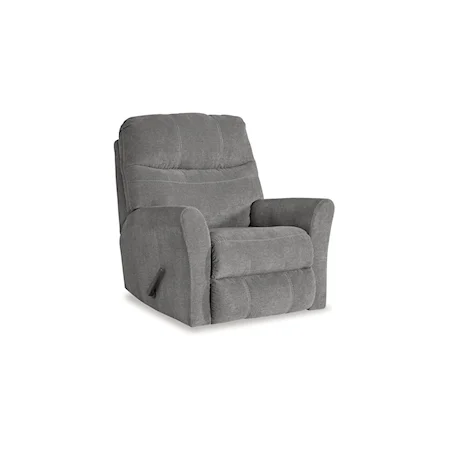 Contemporary Rocker Recliner with Flared Armrests