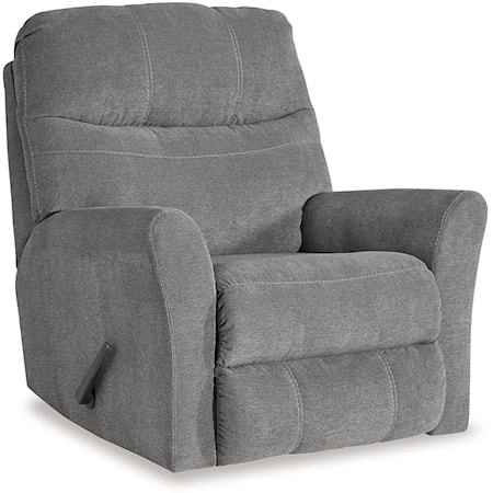 Contemporary Rocker Recliner with Flared Armrests