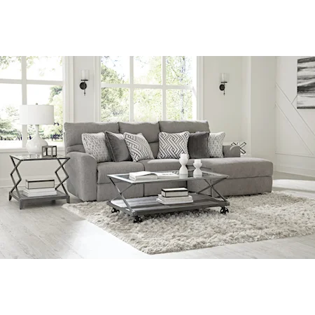 Contemporary Power Reclining Sofa Chaise