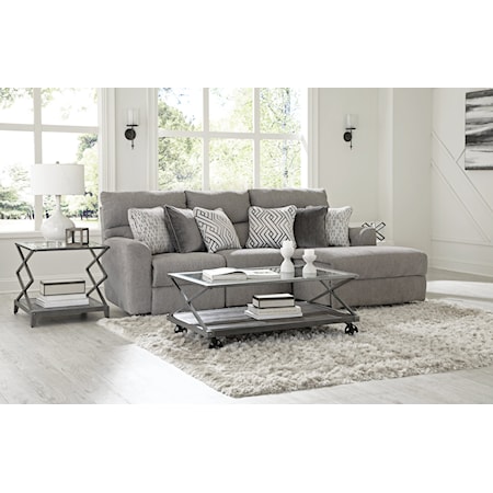 Contemporary Power Reclining Sofa Chaise