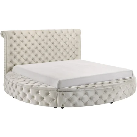 Queen Upholstered Bed - Ivory