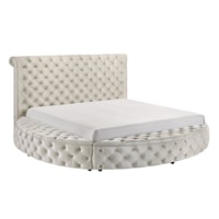 Brigitte Glam King Tufted Headboard Upholstered Storage Bed - Ivory