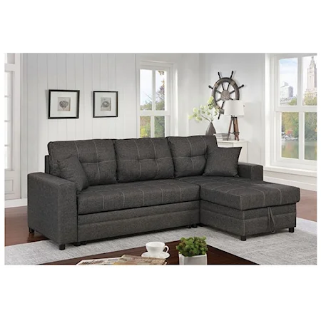 Transitional Sectional Sofabed Chaise with Storage