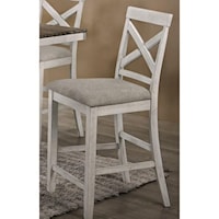 Farmhouse Counter Height Chair with Upholstered Seat