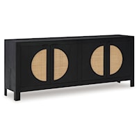 Black Accent Cabinet with Cane Door Accents