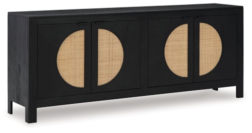 Black Accent Cabinet with Cane Door Accents