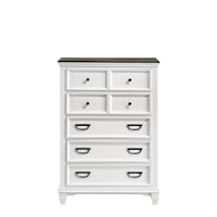White/Grey Chest with Five Drawers