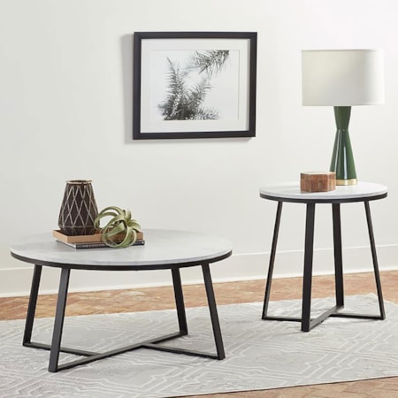 Hugo Faux Marble End Table and