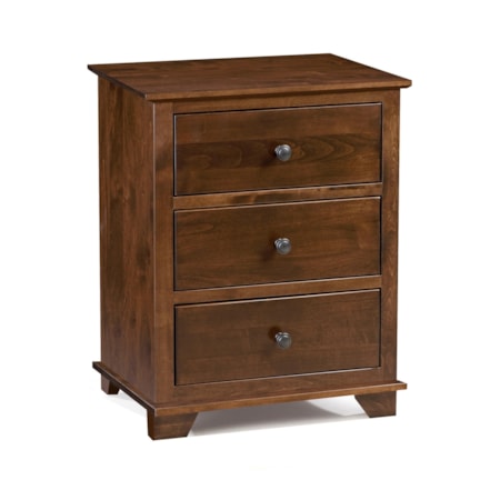 3-Drawer Wide Nightstand