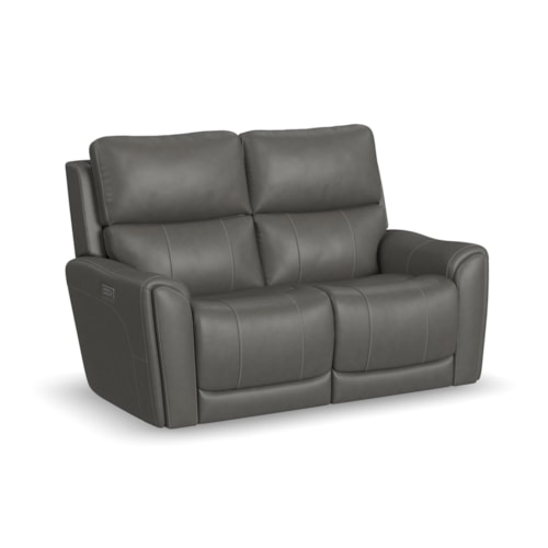 Transitional Power Reclining Loveseat with Power Headrest & Lumbar