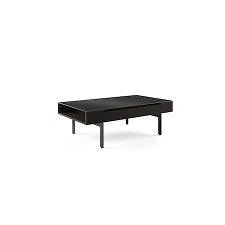 Contemporary Lift Top Coffee Table with Glass Top and Hidden Storage