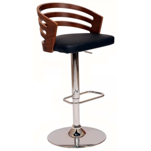 Swivel Air-Lift Barstool with Walnut Back