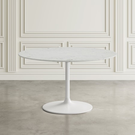 Contemporary Rowan Round Marble Dining Table 54" - White