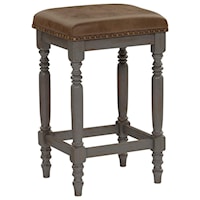 Shabby Chic Counter Stool with Upholstered Seat