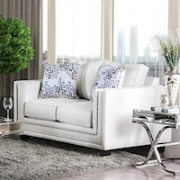 Contemporary Love Seat with Nailhead Trim