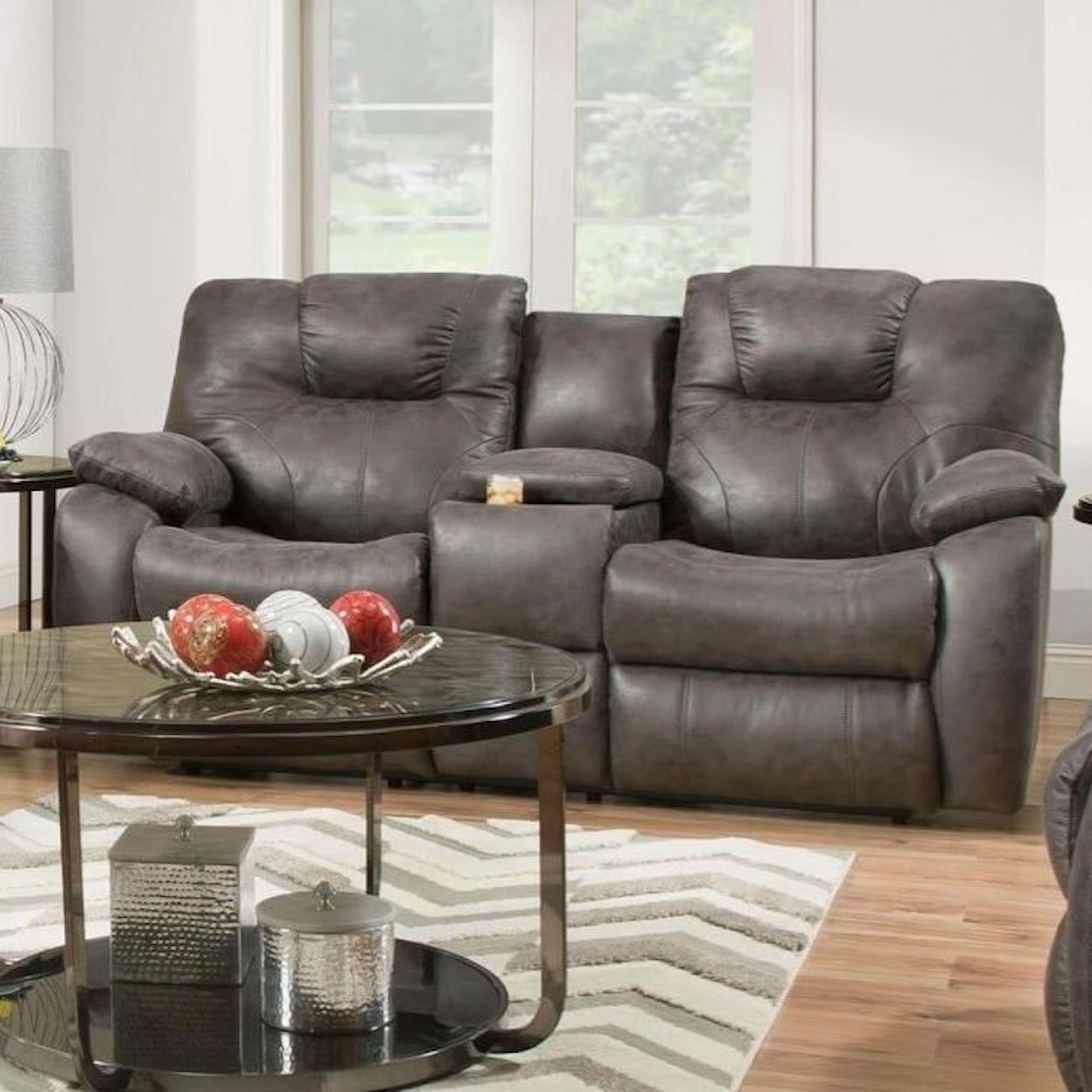 Southern Motion Avalon Double Reclining Loveseat with Console