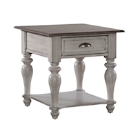 Farmhouse Single Drawer End Table with Satin Nickel Hardware