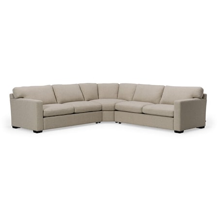 Madison Track Arm Contemporary 3-Piece Sectional Sofa with Tapered Wood Leg