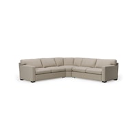 Madison Track Arm Contemporary 3-Piece Sectional Sofa with Tapered Wood Leg
