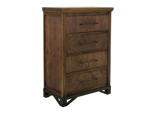 Transitional 4-Drawer Bedroom Chest with Metal Base