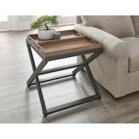 Transitional End Table with Two Reversible Tray Tops