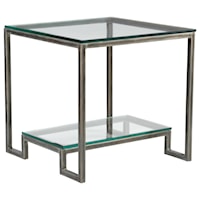 Bonaire Square End Table with Glass Top and One Shelf