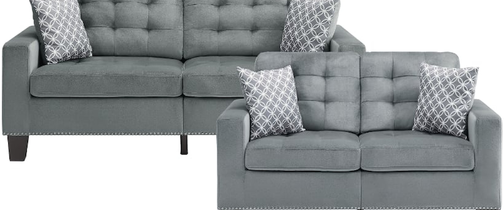 Contemporary 2-Piece Living Room Set with Tufted Backs