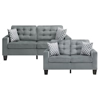 Contemporary 2-Piece Living Room Set with Tufted Backs