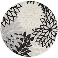 7'10"  Black White Round Rug