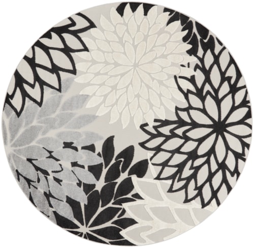 7'10"  Black White Round Rug