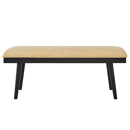 Sand-colored Vegan Leather Dining Bench