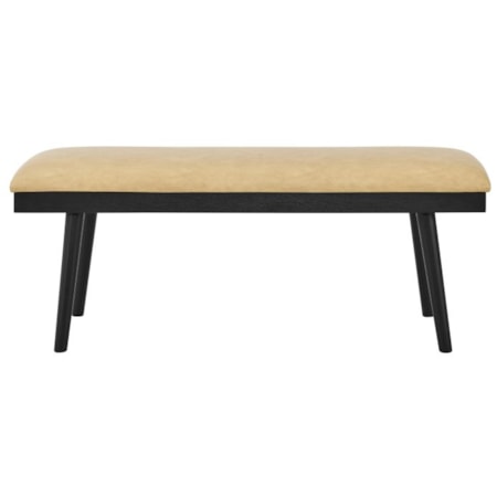 Sand-colored Vegan Leather Dining Bench