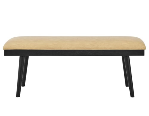 Sand-colored Vegan Leather Dining Bench