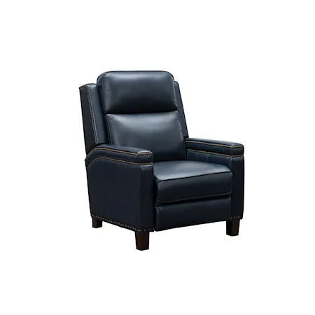 Transitional Recliner with Upholstered Leather