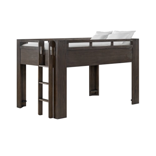 Rustic Full Low Loft Bed with Ladder